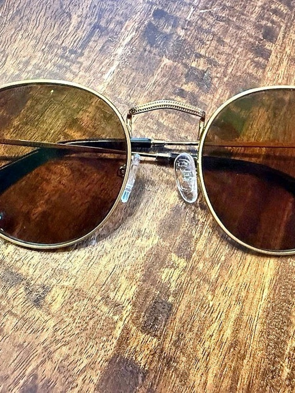 EyeBuyDirect Disclosure Gold Round Metal Sunglasses Brown Tinted Lenses